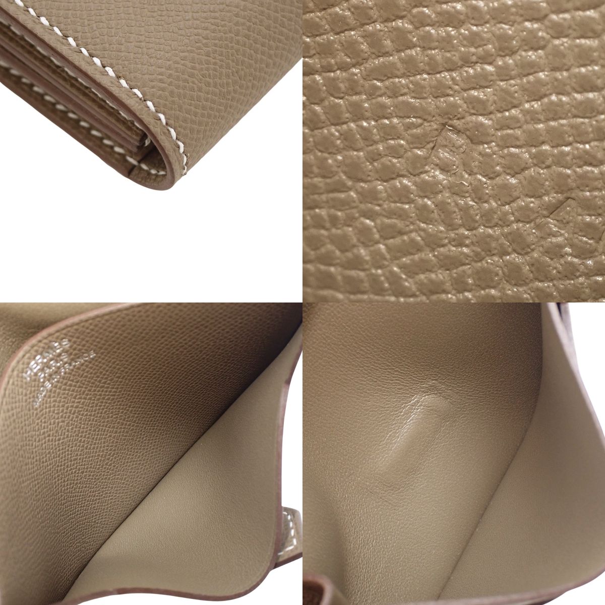 Bearn Card Case Veau Madame Etoupe/Etope Silver Hardware B stamp
