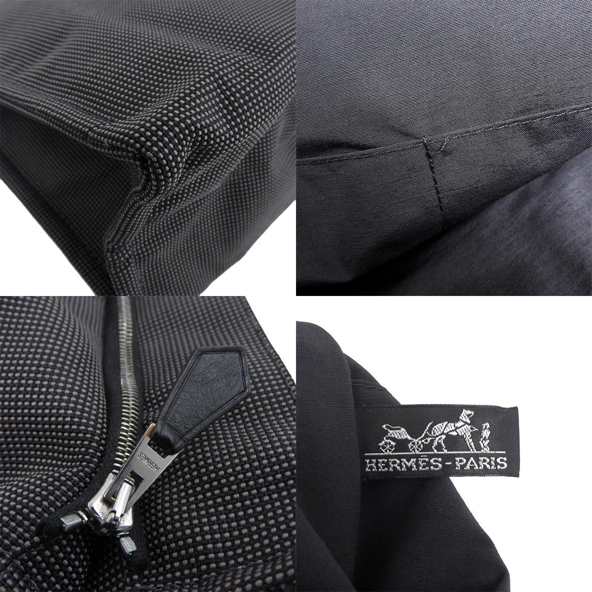 エールライン ポーチMM キャンバス グレー ブラック シルバー金具