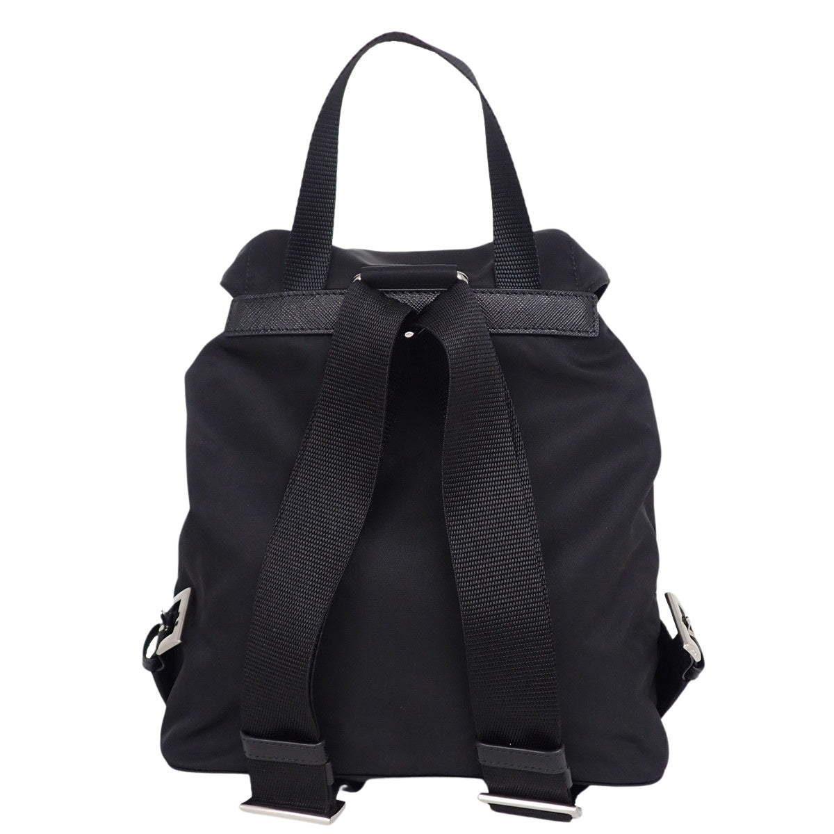 Re-Nylon バックパック ナイロン サフィアーノレザー ネロ 1BZ677