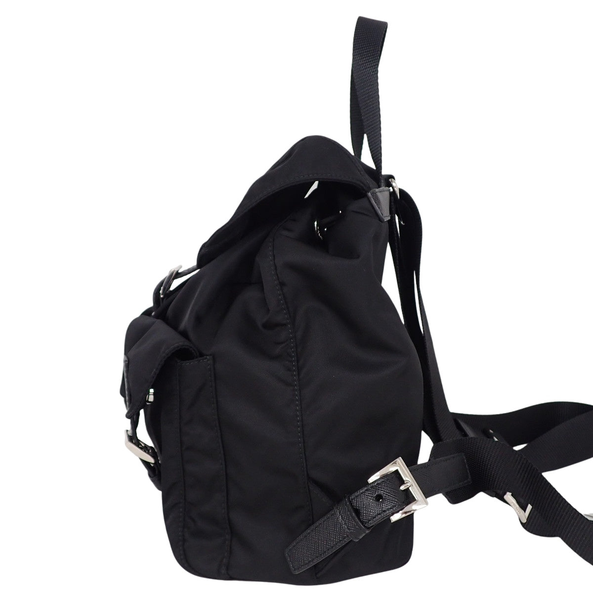 Re-Nylon バックパック ナイロン サフィアーノレザー ネロ 1BZ677