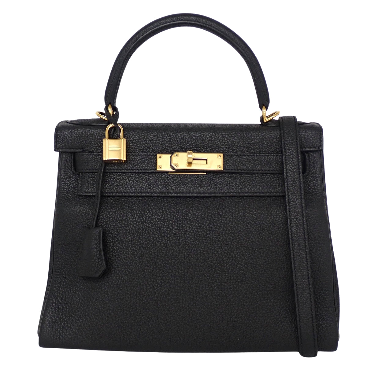 Kelly 28 (retourné) Togo Black Gold hardware Y stamp