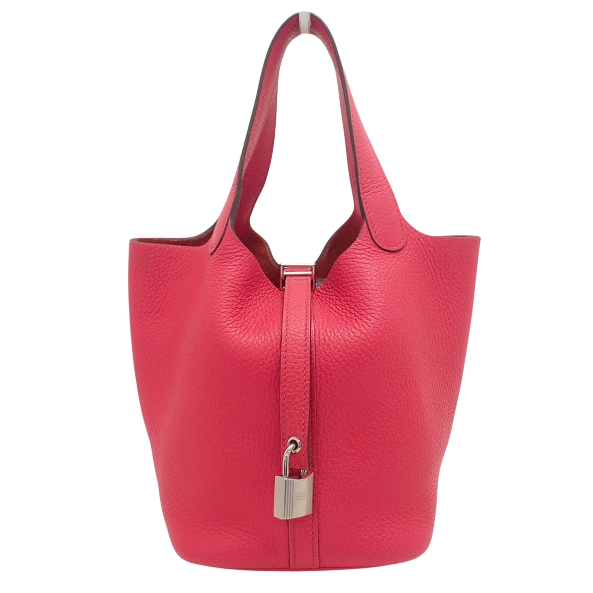 Picotin Lock PM Taurillon Clemence 玫瑰极致粉色银扣 C刻印