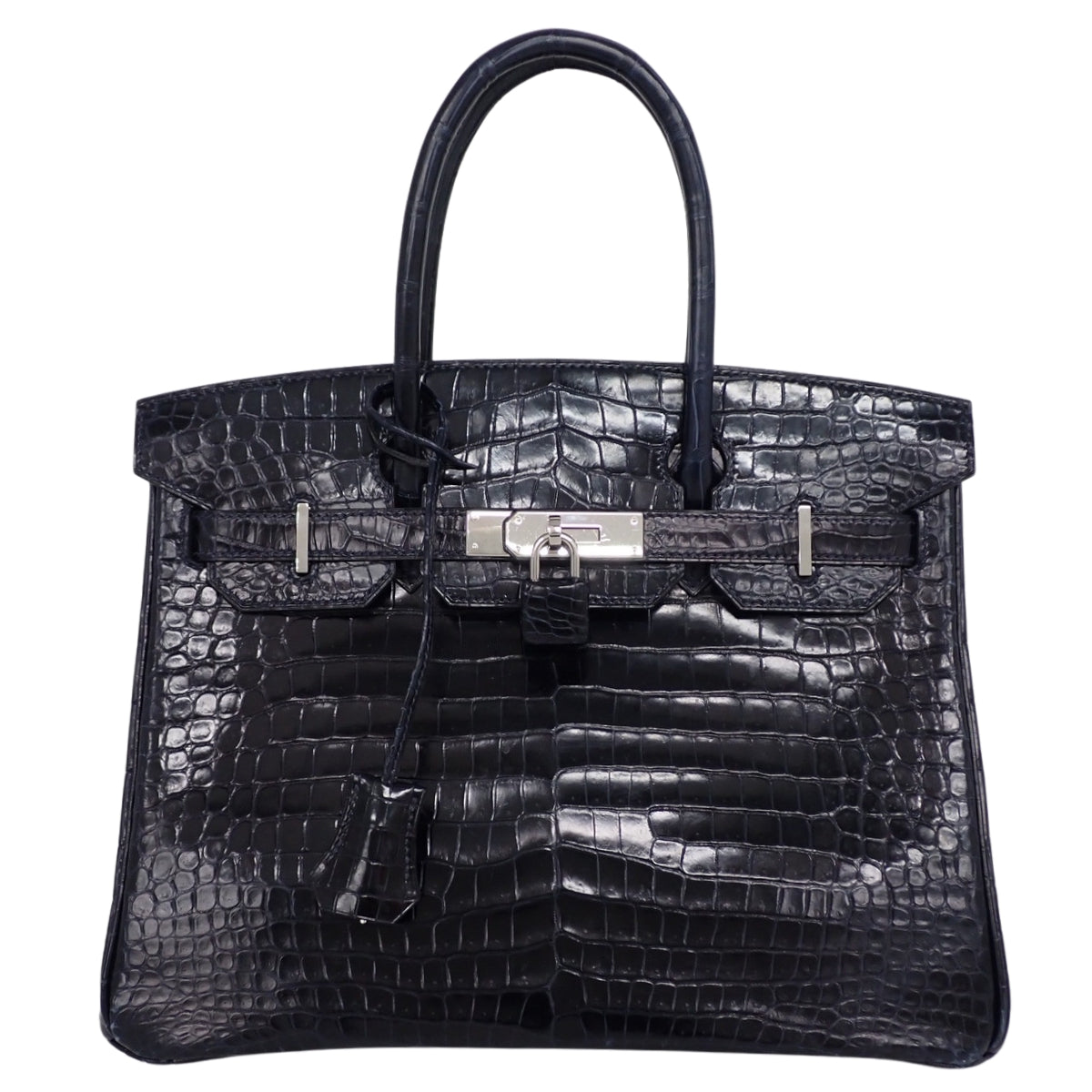 Birkin 30 Porosus Crocodile Bleu Marine Silver Hardware T stamp