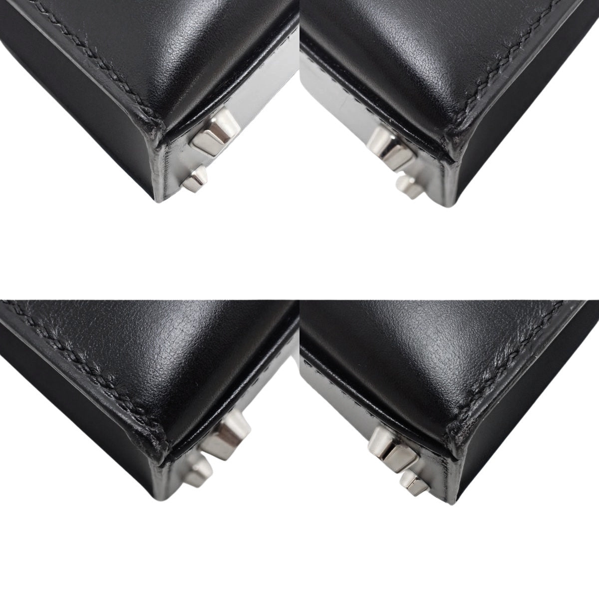ケリー32(外縫い) ボックスカーフ パラジウム金具 ブラック シルバー金具 □I刻印