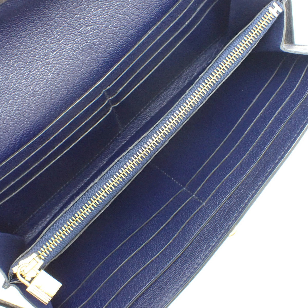 ケリーウォレット ロング オーストリッチ ブルーロイ ゴールド金具 T刻印
