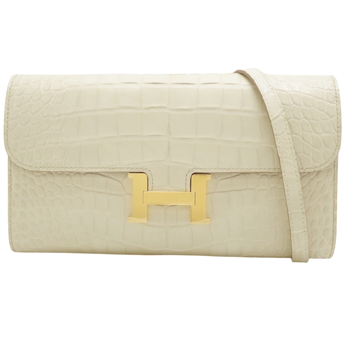 Constance Long To Go Alligator Matt Crocodile Beton Gold Hardware W Stamp