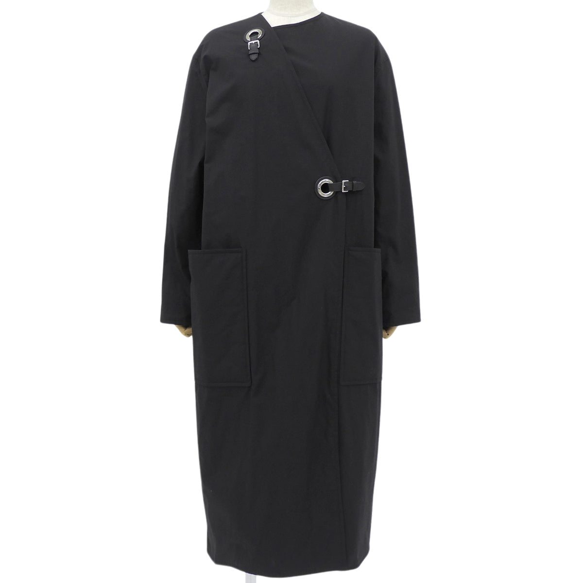 Eyelet Clasp Trench Coat 2022 36 Black Cotton