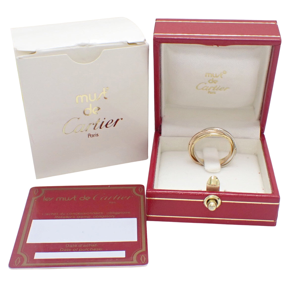 les must de Cartier トリニティ リング スモールモデル K18 YG PG WG 51 3.7g