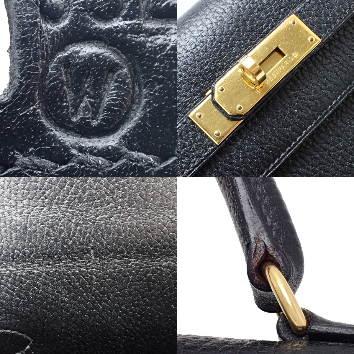 Kelly 32 (Sellier) Ardennes Black Gold Hardware Circle W Stamp