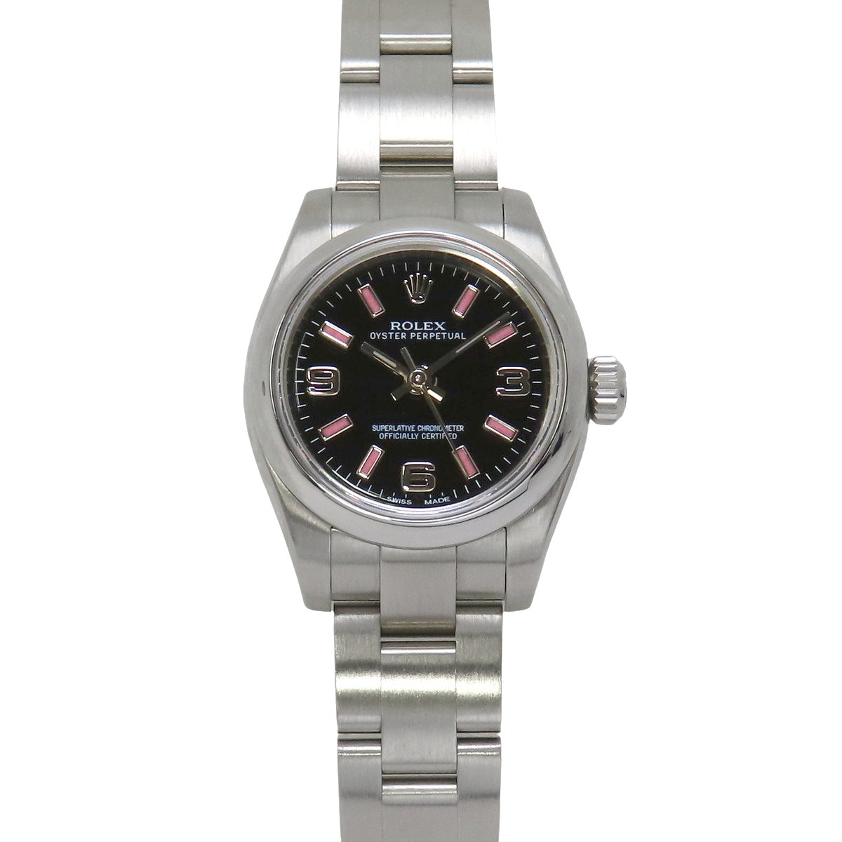 ROLEX Oyster Perpetual 26 176200 SS Random Serial Black Automatic Ladies' Watch