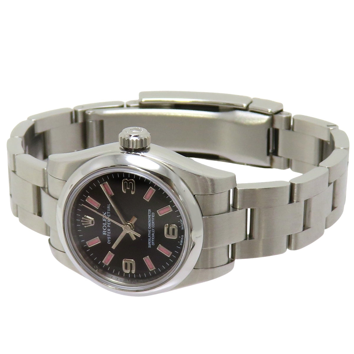 ROLEX Oyster Perpetual 26 176200 SS Random Serial Black Automatic Ladies' Watch