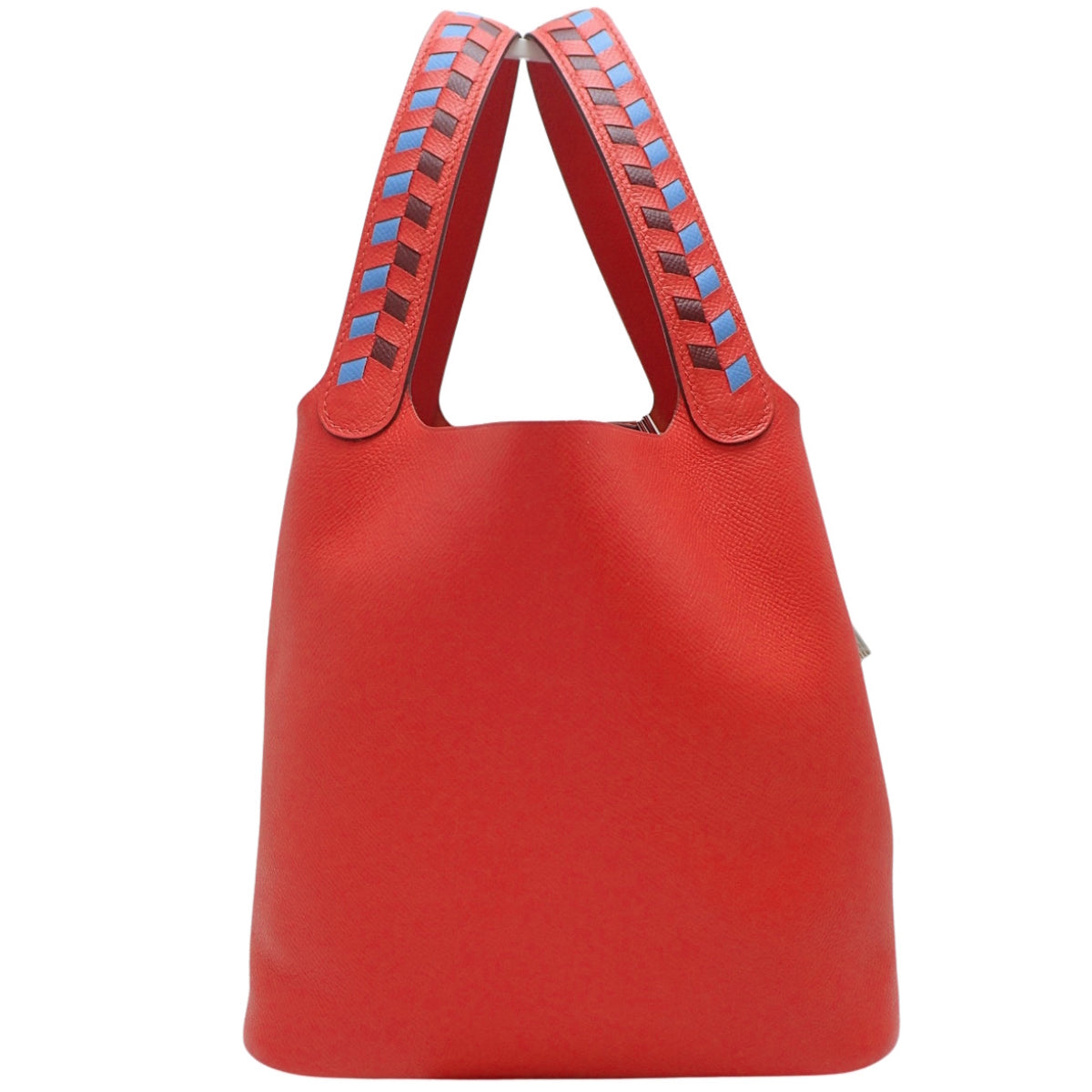 Picotin Lock MM Tressage Epsom Rouge Coeur/Bleu Nord/Rouge H 银扣 D刻印