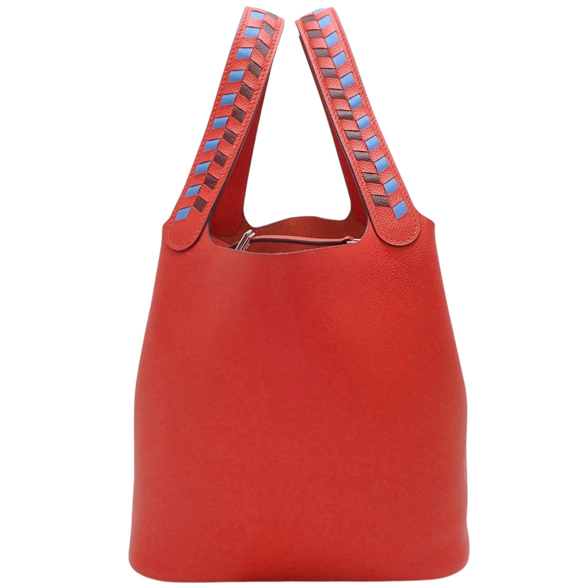 Picotin Lock MM Tressage Epsom Rouge Coeur/Bleu Nord/Rouge H 银扣 D刻印