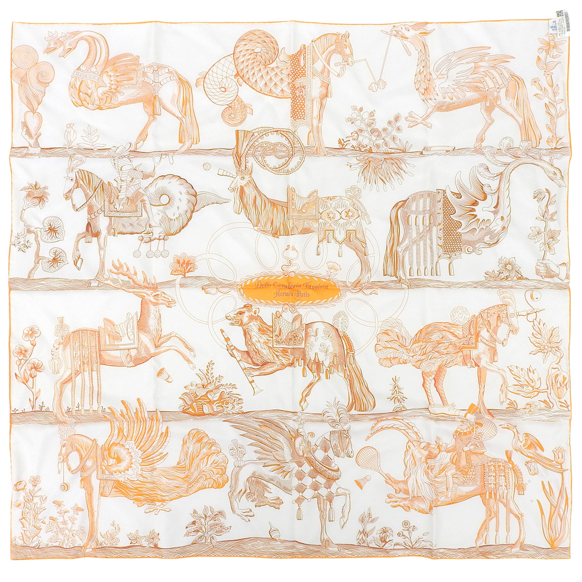 Della Cavalleria Favolosa Double-Sided White Multicolor Silk