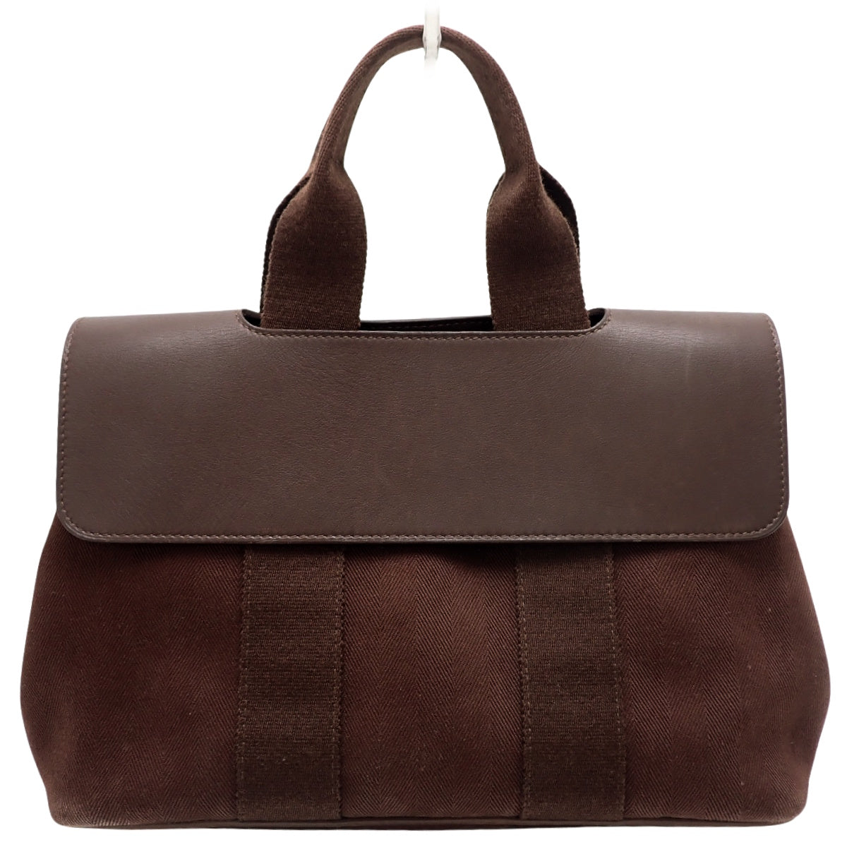 Valparaiso PM Toile Chevron Leather Brown Silver Hardware
