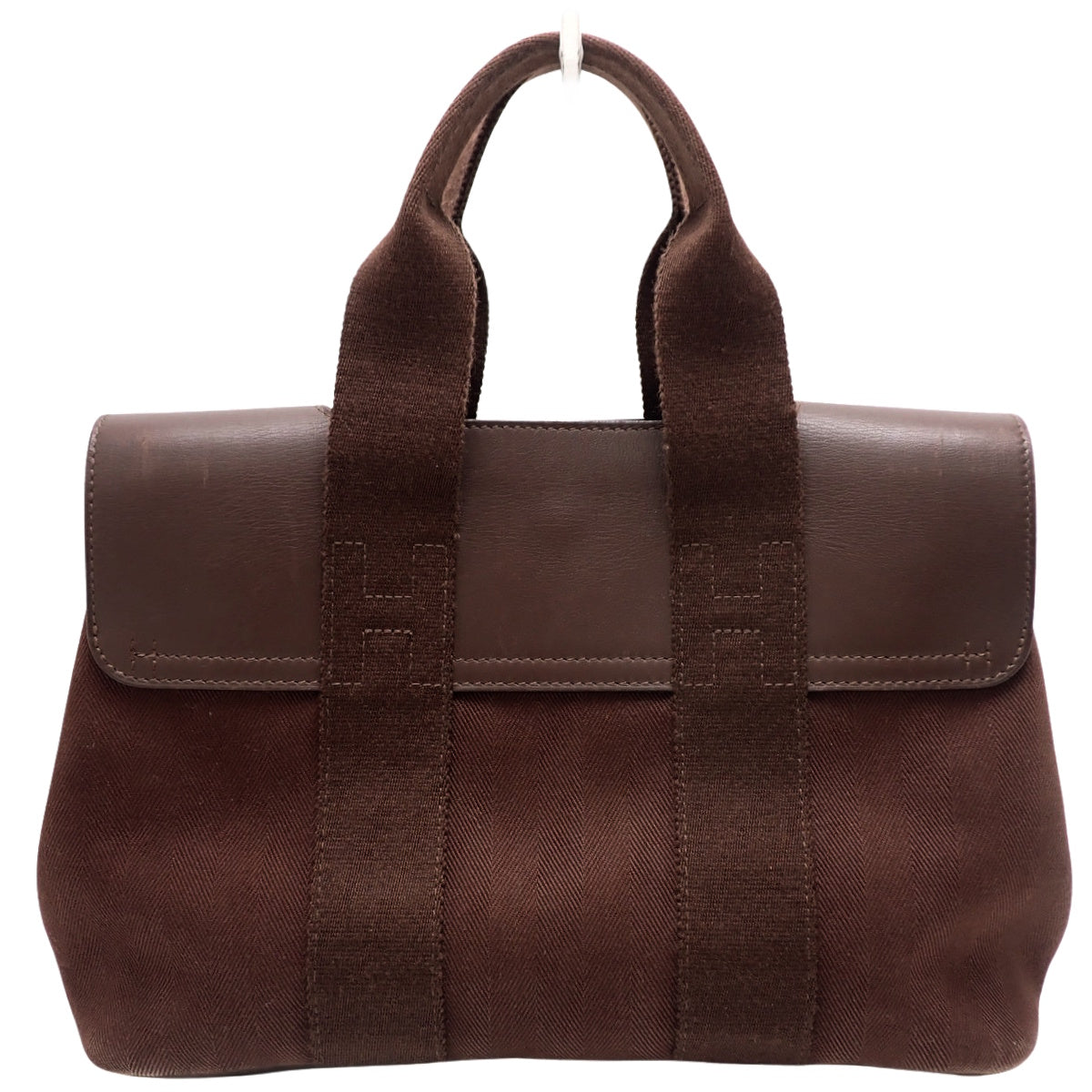 Valparaiso PM Toile Chevron Leather Brown Silver Hardware