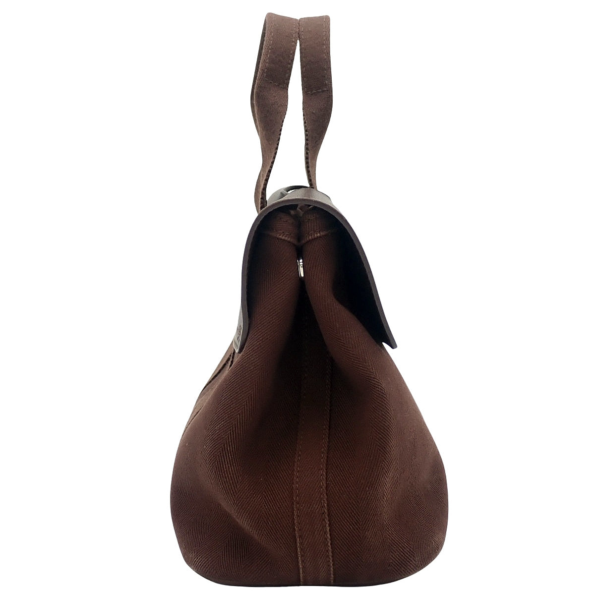 Valparaiso PM Toile Chevron Leather Brown Silver Hardware