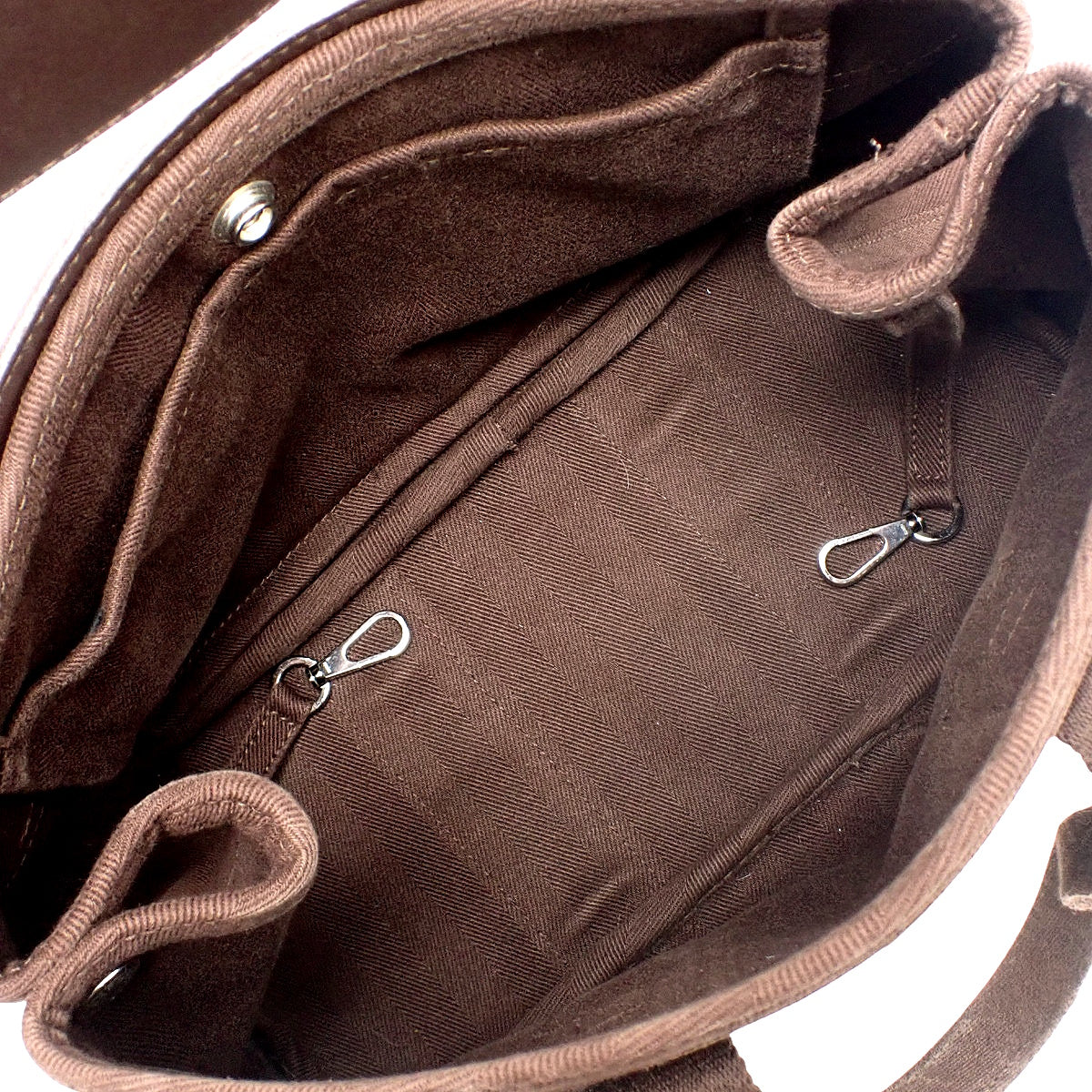 Valparaiso PM Toile Chevron Leather Brown Silver Hardware
