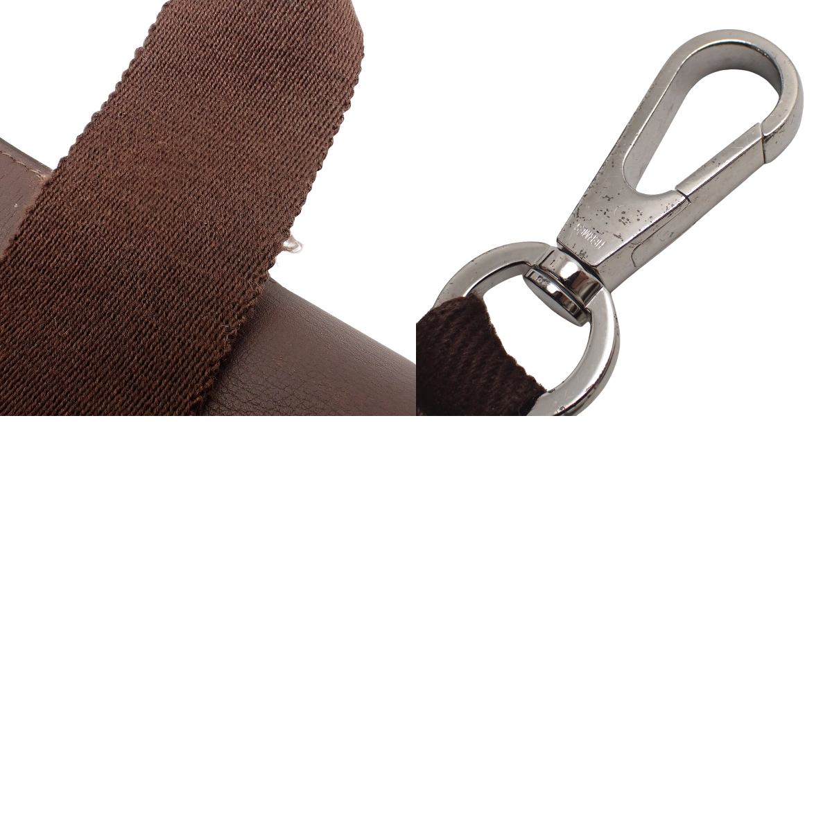 Valparaiso PM Toile Chevron Leather Brown Silver Hardware