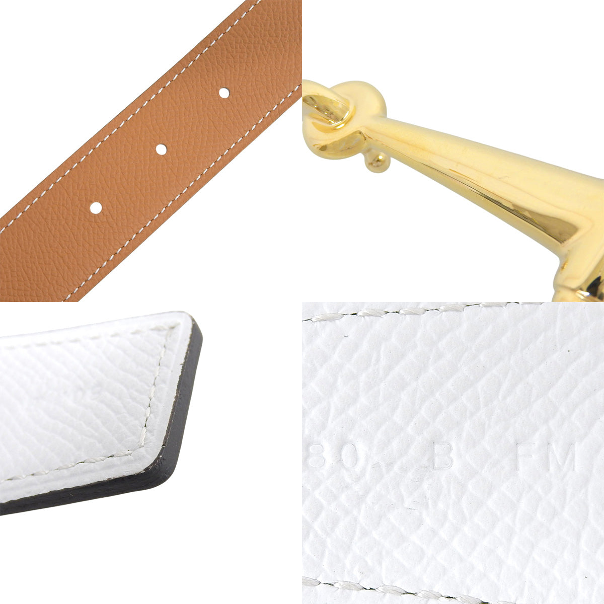 Kazak Belt 80 Veau Epsom Gold B stamp