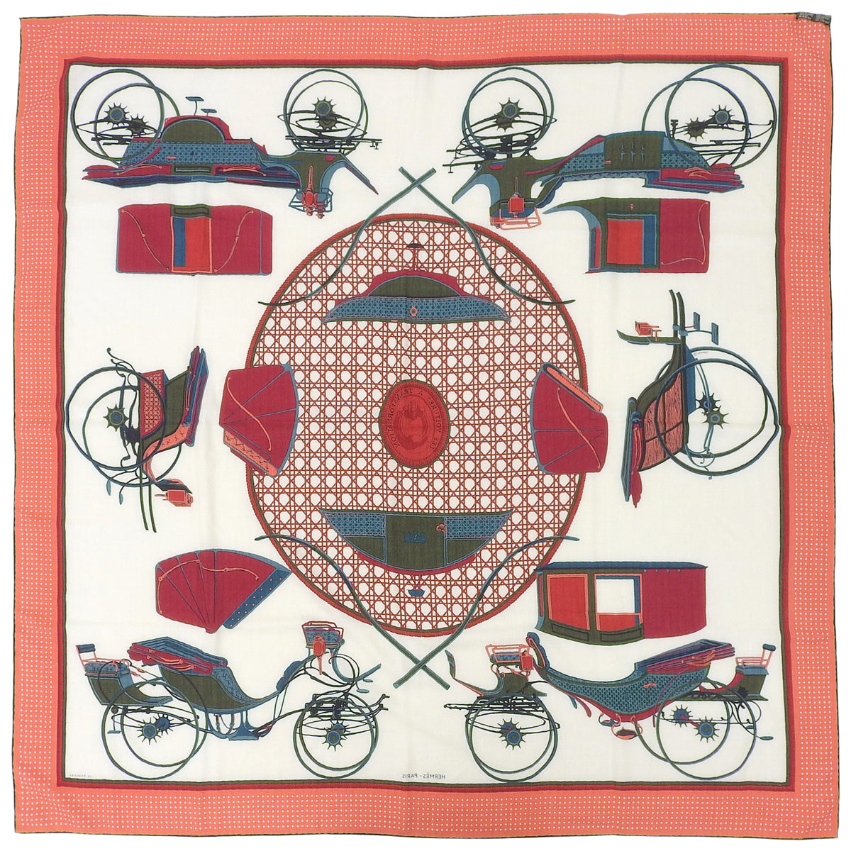 Les Voitures a Transformation Fold-top Carriage Red White Cashmere Silk