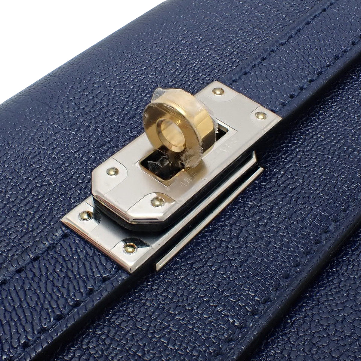 Unused Kelly Wallet To Go Chevre Chamkila Electrum Hardware Blue Saphir Silver Hardware Gold Hardware K Stamp