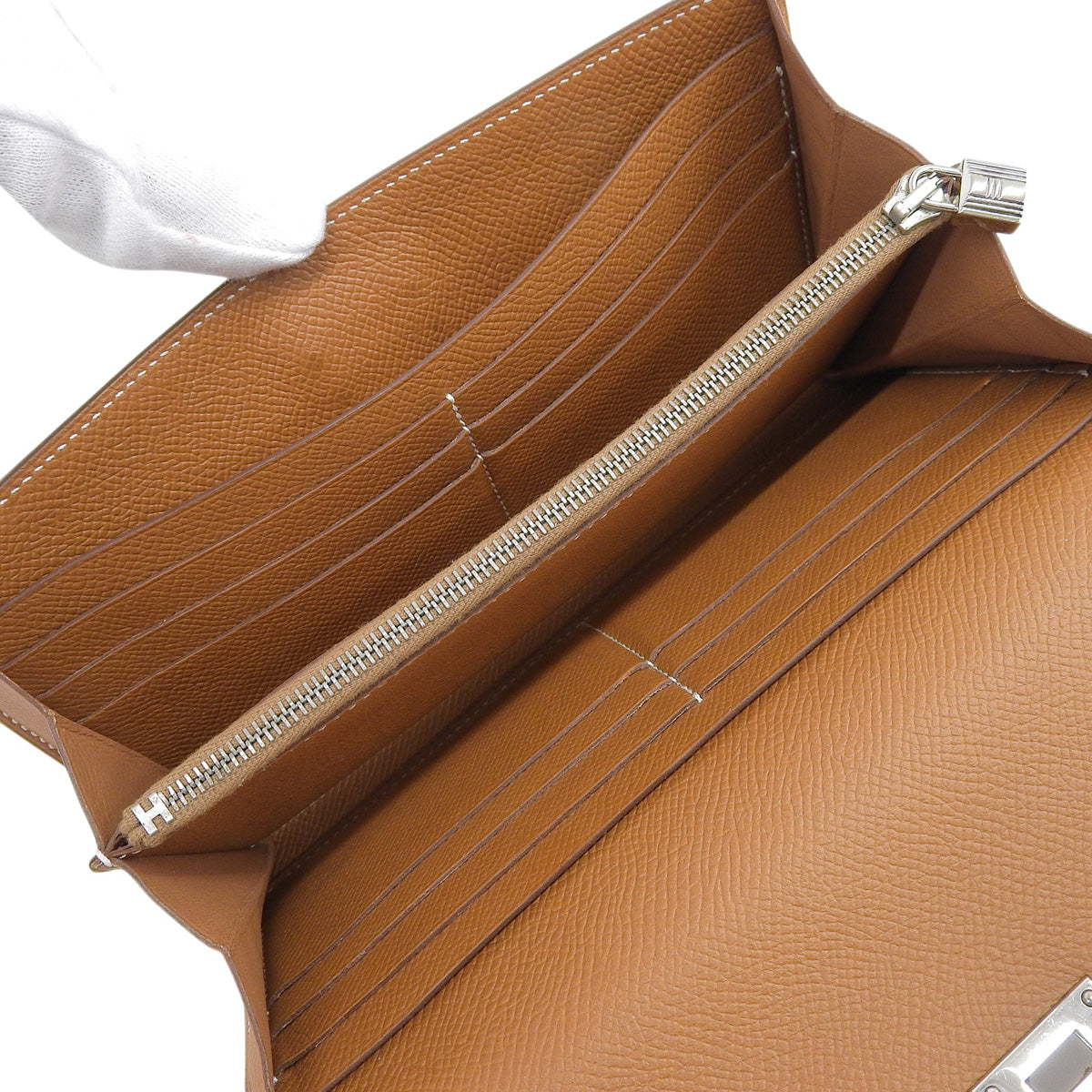 Kelly Wallet Long Veau Epsom Palladium Hardware Gold Silver Hardware A Stamp