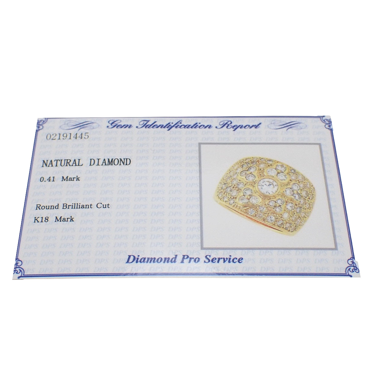 D0.41 Diamond Ring K18YG Size 15.5 (US 7.5) 15.8g
