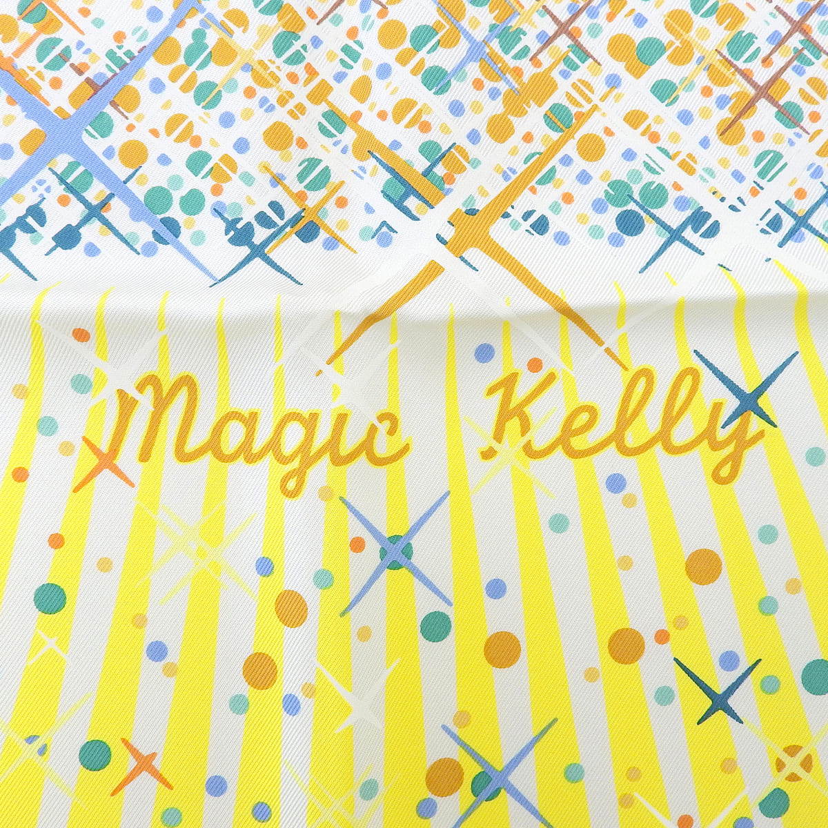 Magic Kelly Magic Kelly Carre 90 Silk Jaune Citron Blanc Vert