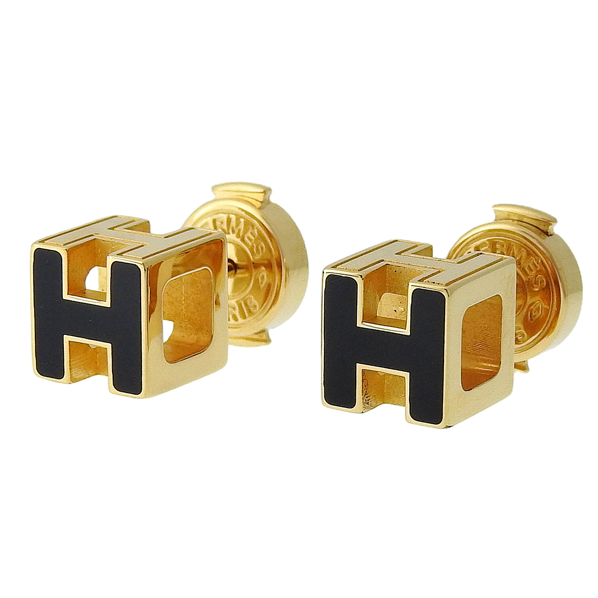 CACHEUX D'H H Cube Pierced Earrings Metal (GP)
