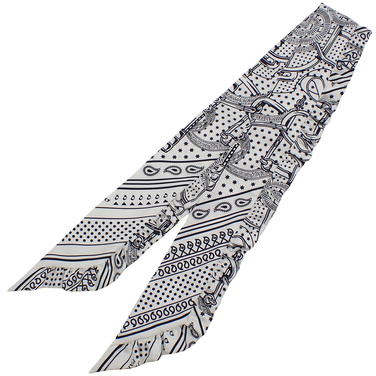 Eperon d'Or Bandana Eperon d'Or Bandana 窄丝巾 褶饰 丝绸 白色 黑色 H852978S 06