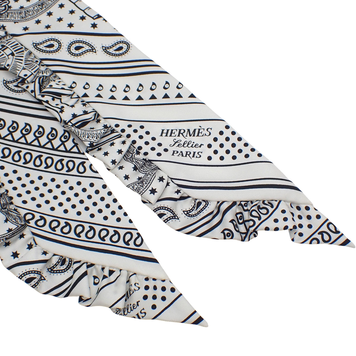 Eperon d'Or Bandana エプロン・ドール・バンダナ ツイリー フリル シルク ブラン ノワール H852978S 06