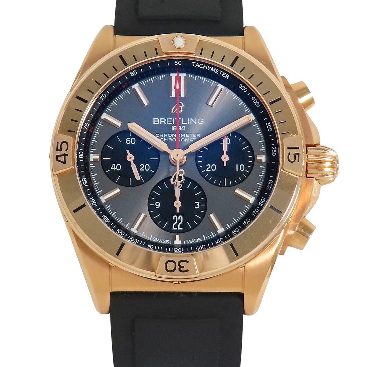Chronomat B01 42 RB0134101B1S1 RG/Rubber Silver Automatic Men's