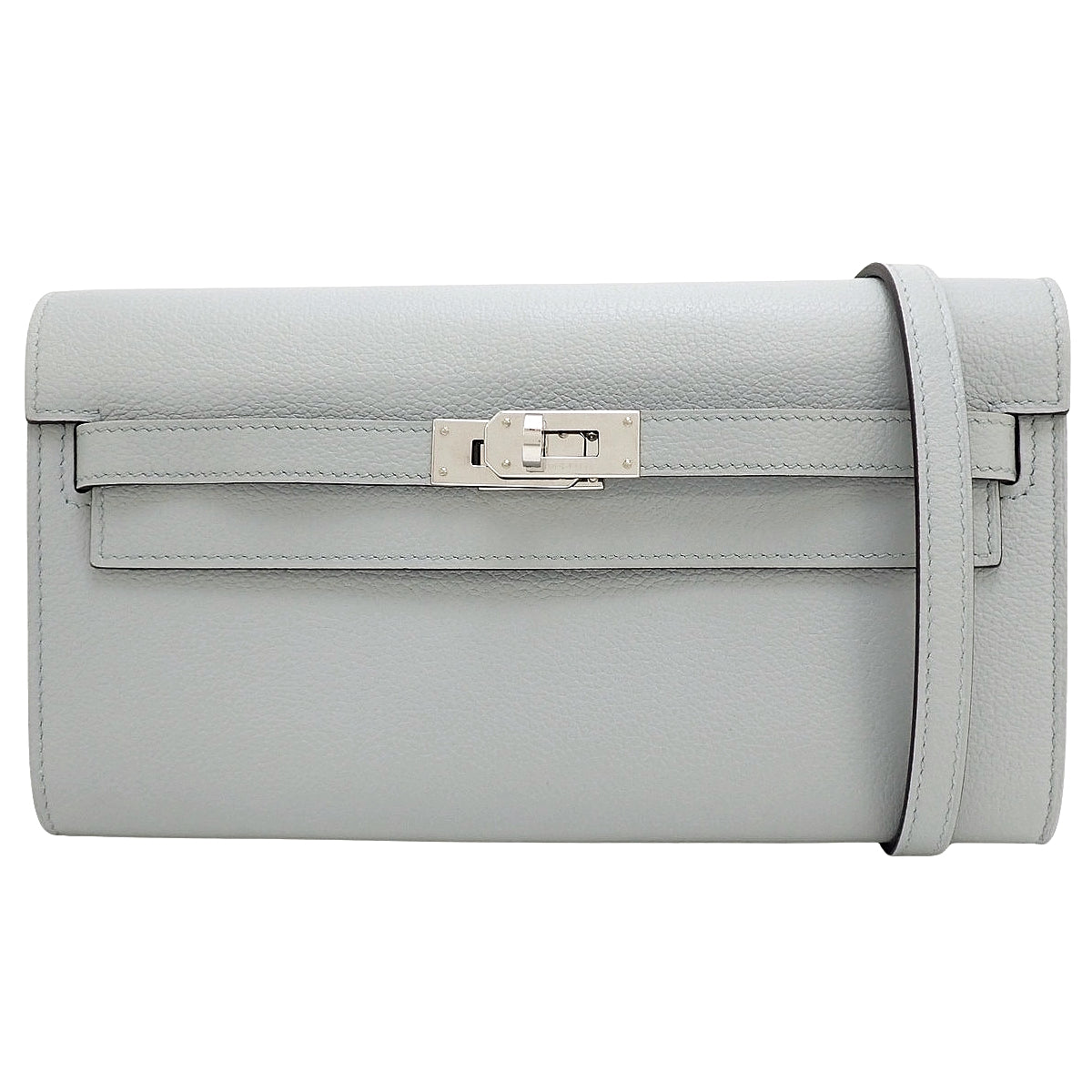 Kelly Wallet To Go Evercolor Bleu Glacier Silver Hardware W stamp