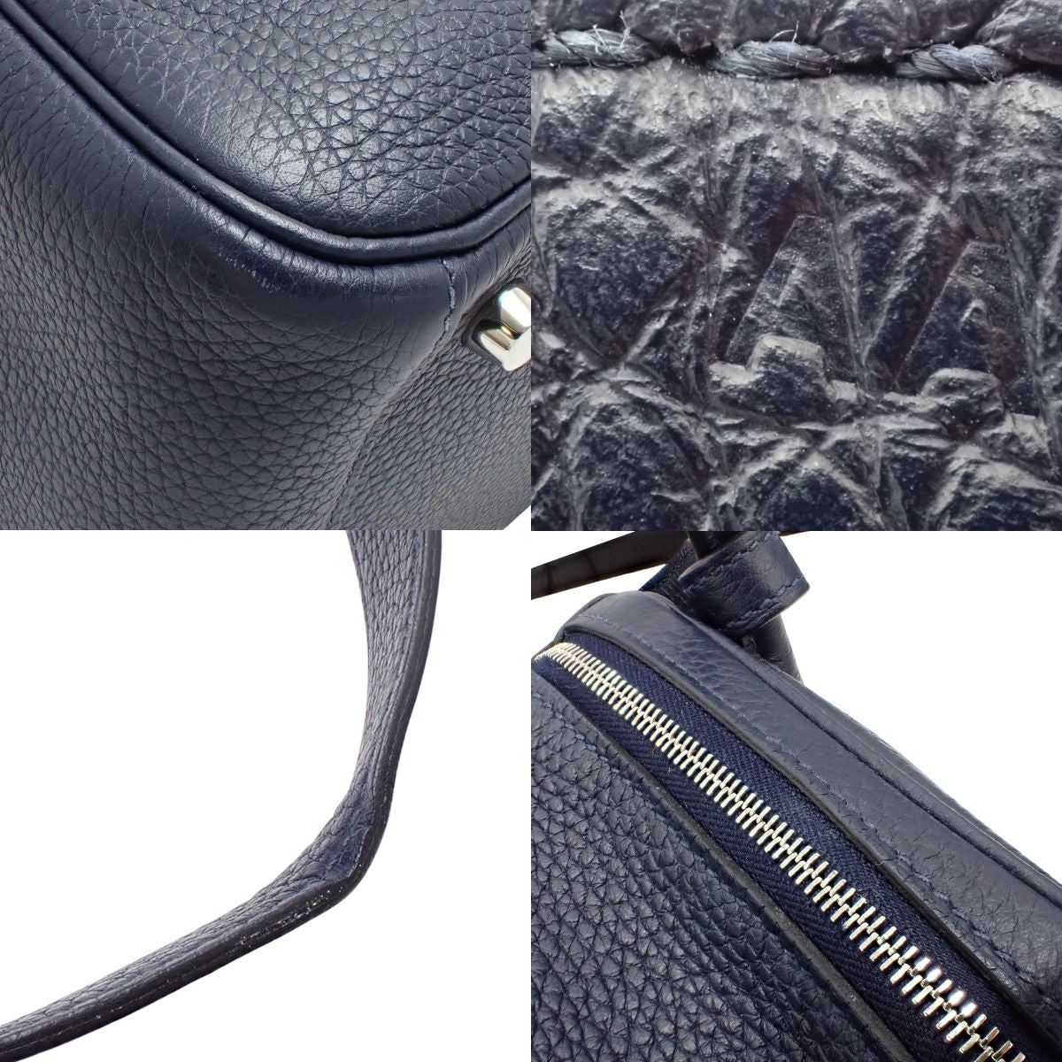 Lindy 26 Taurillon Clemence Palladium Hardware Bleu Nuit Silver Hardware A stamp