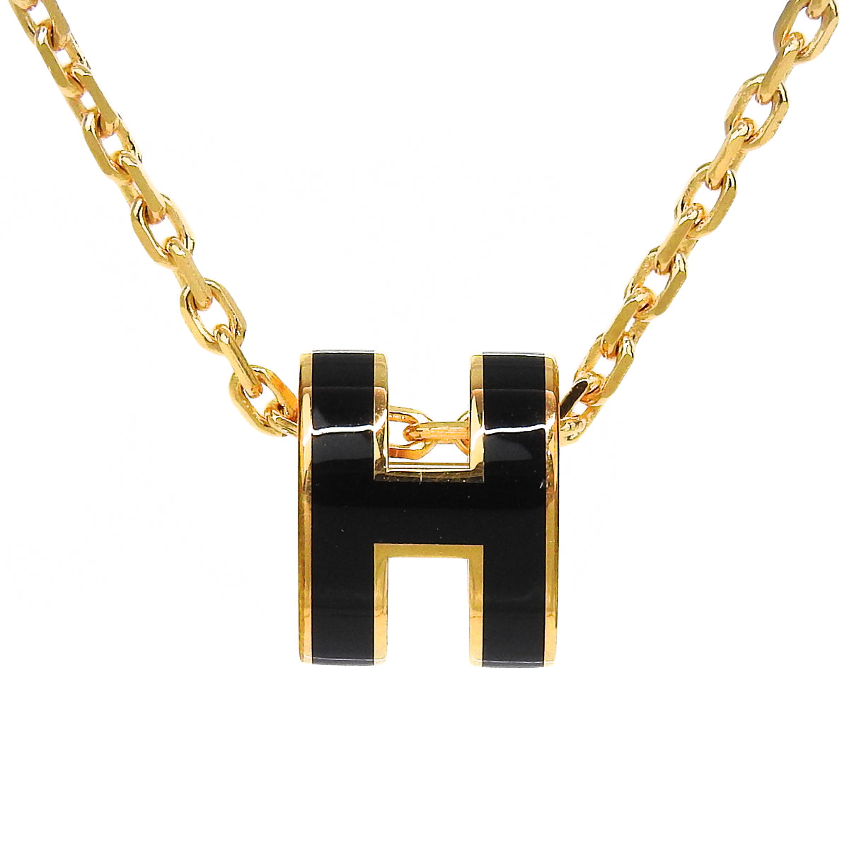 Mini Pop H pendant, metal with gold plating
