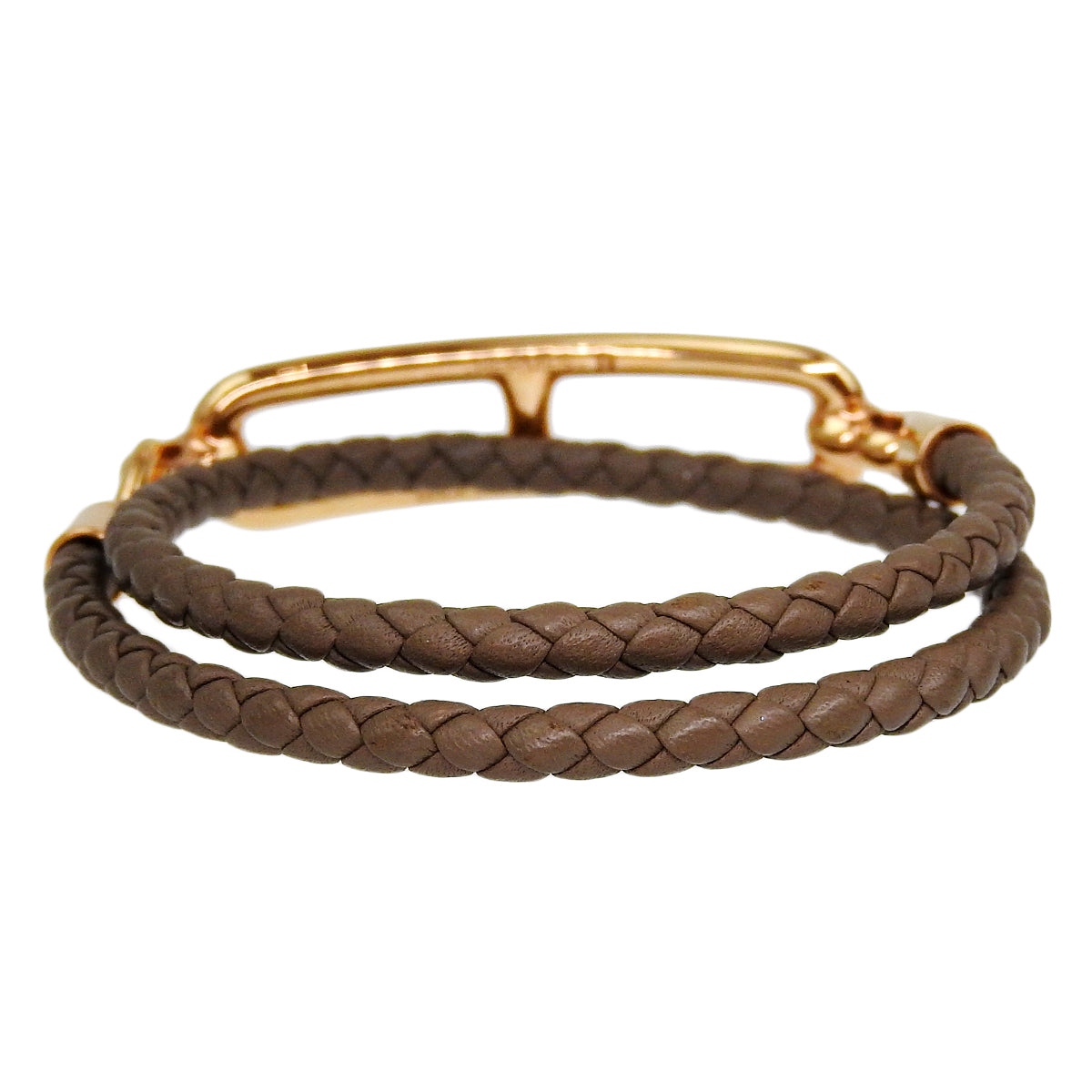 Roulis Double Tour bracelet, Swift calfskin and gold plated metal