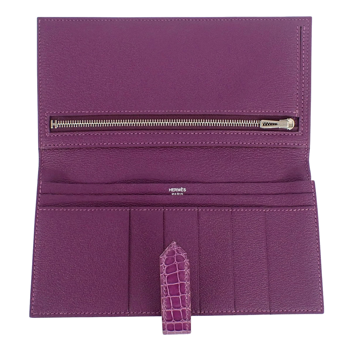 Bearn Soufflet Alligator Crocodile Palladium Hardware Ultra Violet Silver Hardware □L stamp
