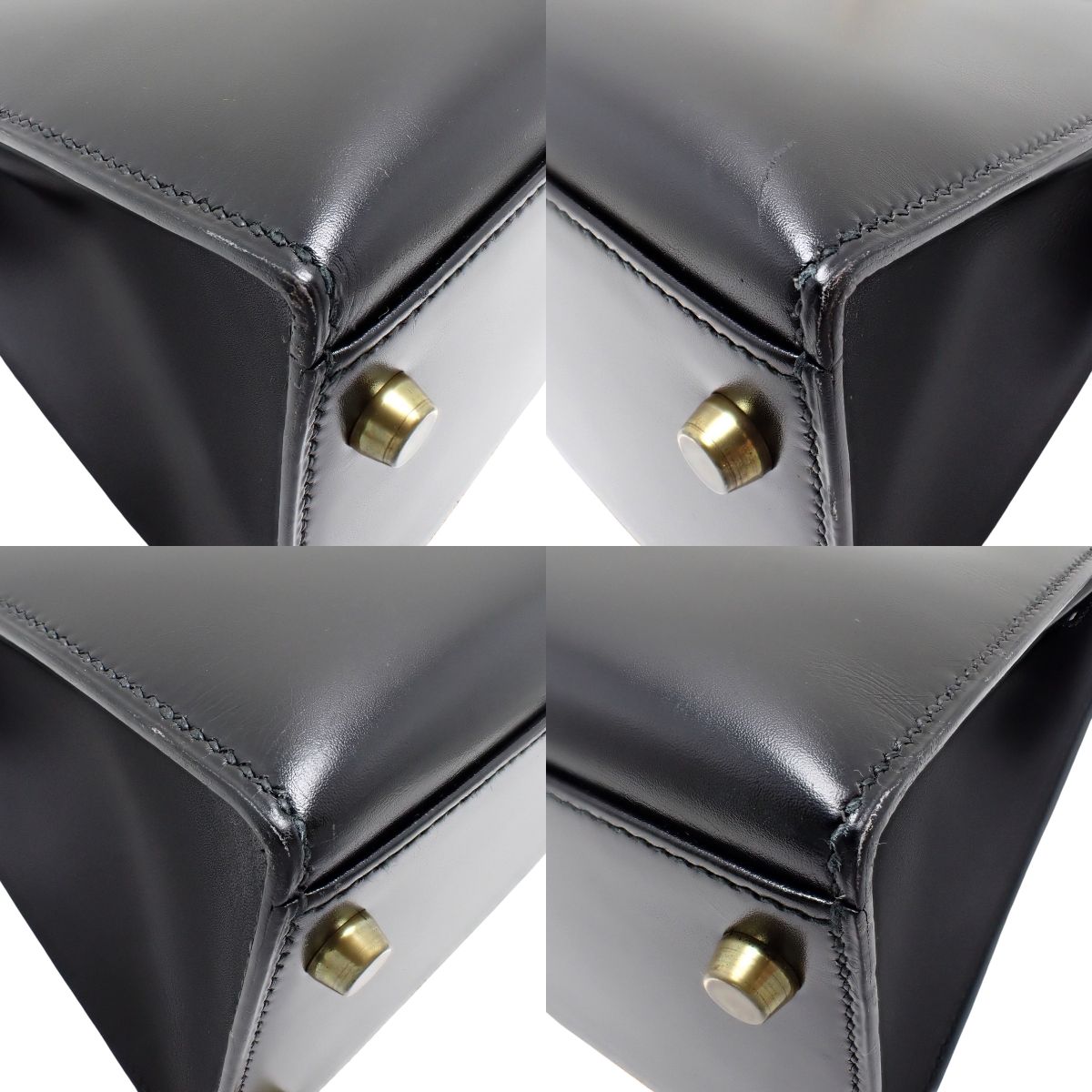 ケリー32 (外縫い) ボックスカーフ ブラック ゴールド金具 〇U刻印