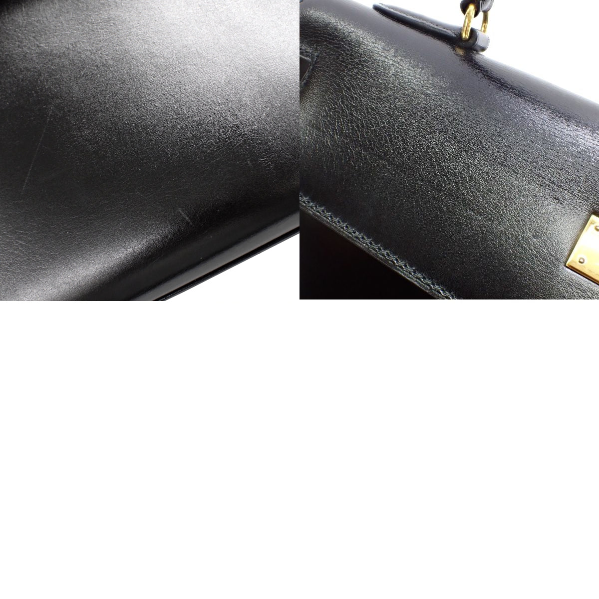 ケリー32 (外縫い) ボックスカーフ ブラック ゴールド金具 〇U刻印