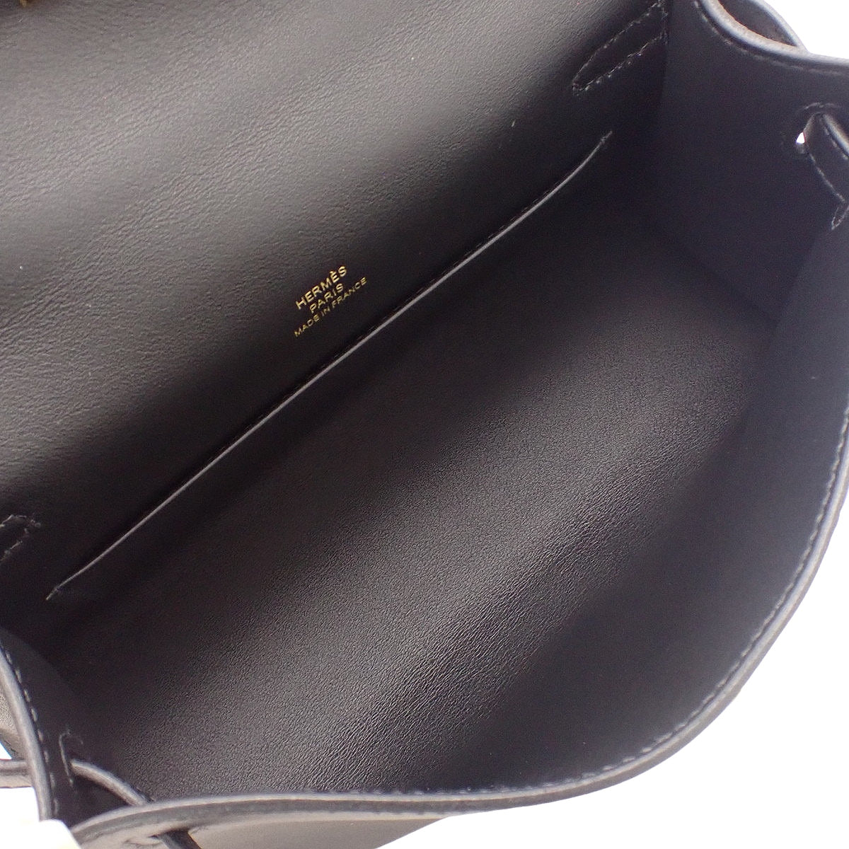 Pochette Kelly Veau Swift Black Gold Hardware W stamp
