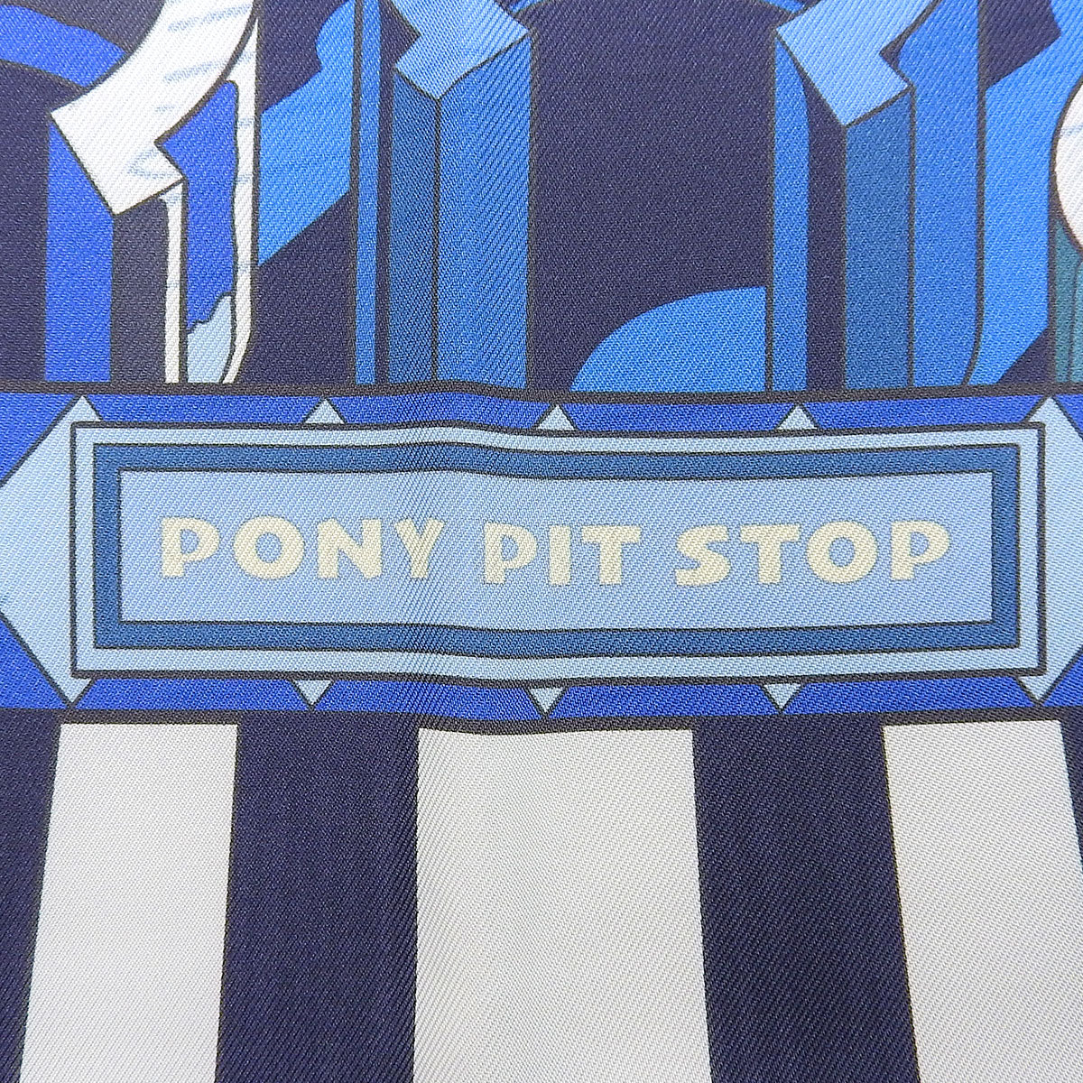 PONY PIT STOP ポニー・ピット・ストップ カレ ダブルフェイス90 シルク ブルー・コバルト マリン ホワイト H904207S 02