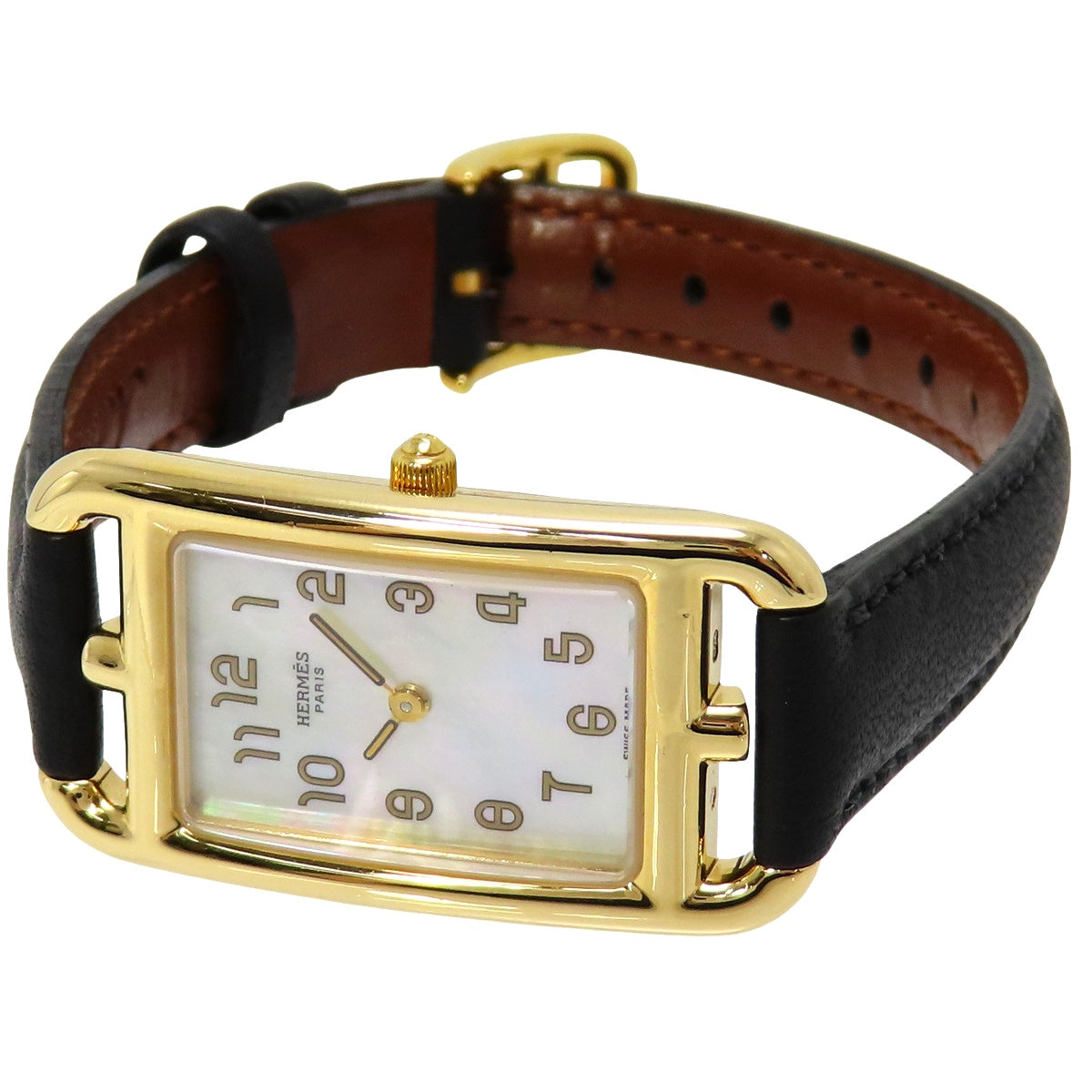 Nantucket NA1.285 YG/Leather Shell Dial White Quartz Men's