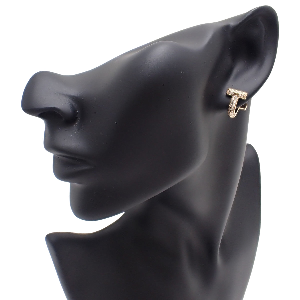 T ワン ハーフパヴェ ダイヤモンド ハギー ピアス D0.14/D0.14 ピンクゴールド K18PG 7.5g