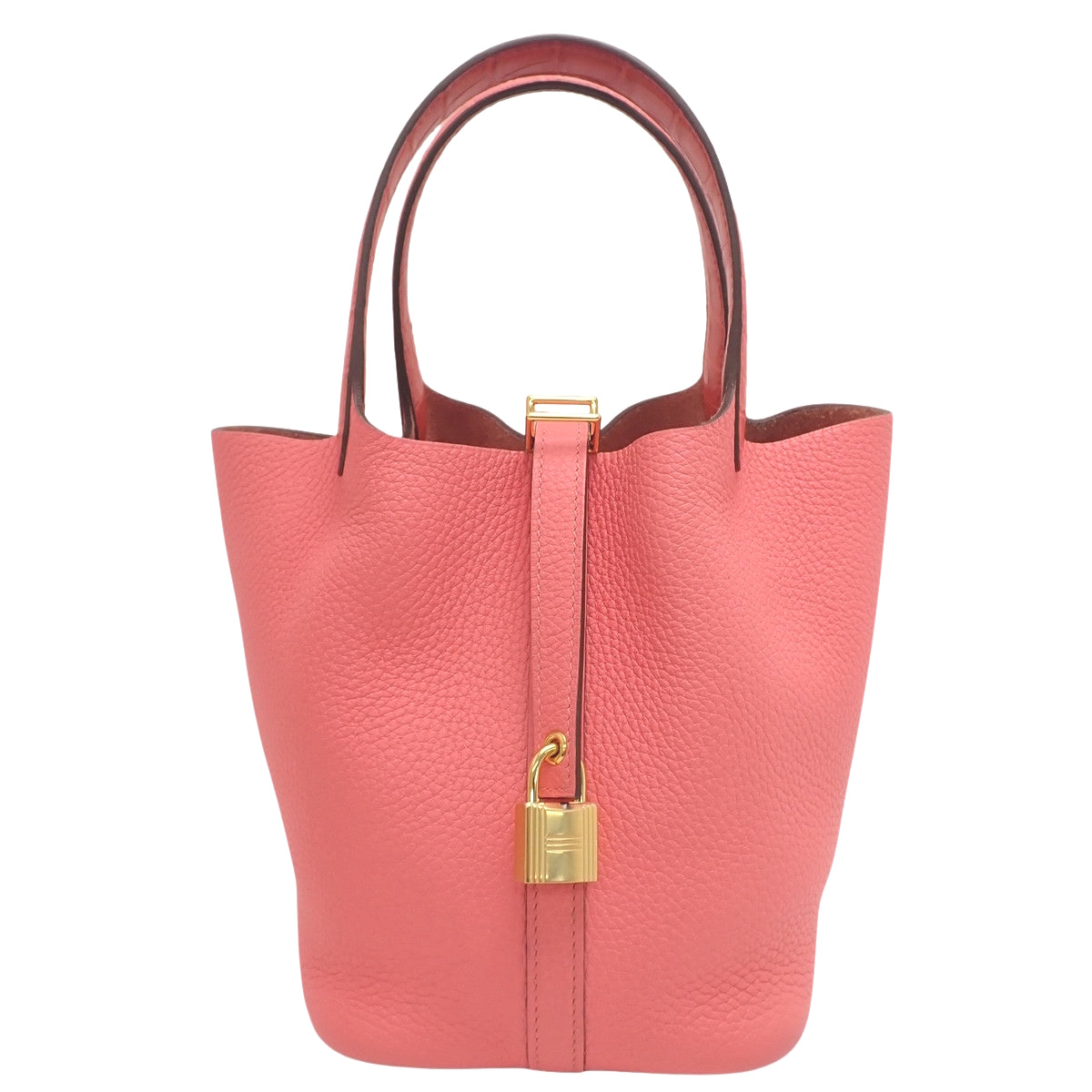 Picotin Lock Touch PM, Taurillon Clemence, Matte Alligator Crocodile, Rose Azalee, Bougainvillea, Gold Hardware, Y Stamp