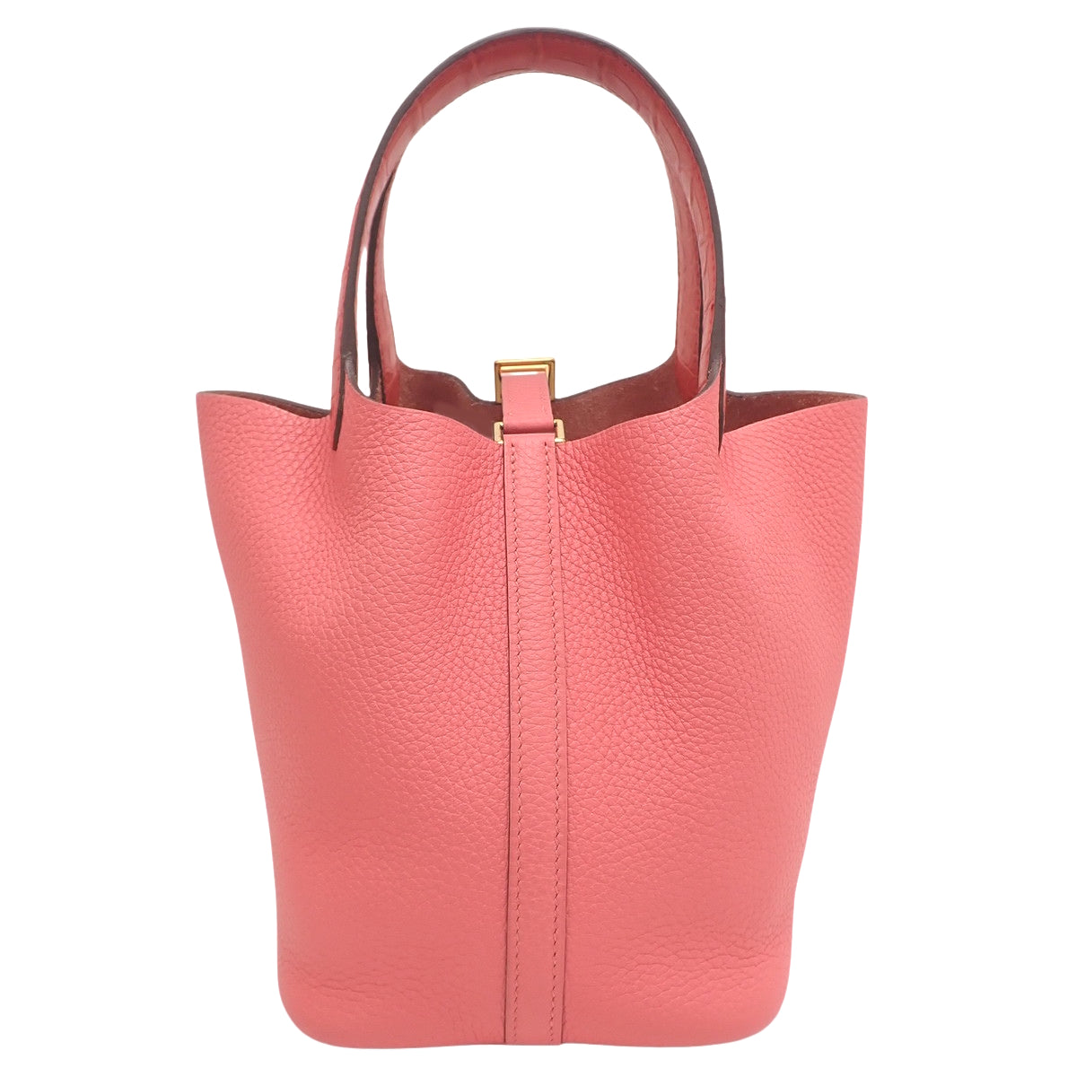 Picotin Lock Touch PM, Taurillon Clemence, Matte Alligator Crocodile, Rose Azalee, Bougainvillea, Gold Hardware, Y Stamp
