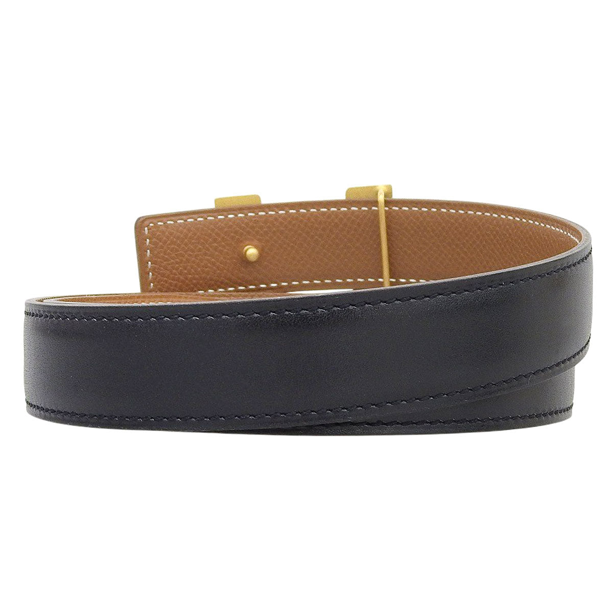 Hermès Constance H-belt Reversible 65 Box Calf Courchevel Black Gold □A stamp