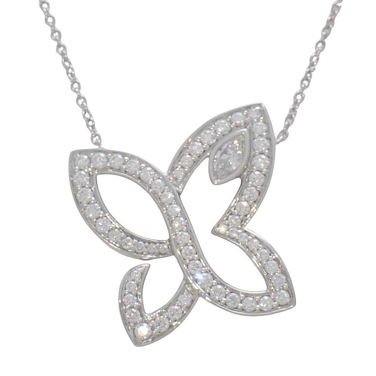 Infinite Lily Cluster Pendant with Diamonds, Platinum Pt950, 13.0g
