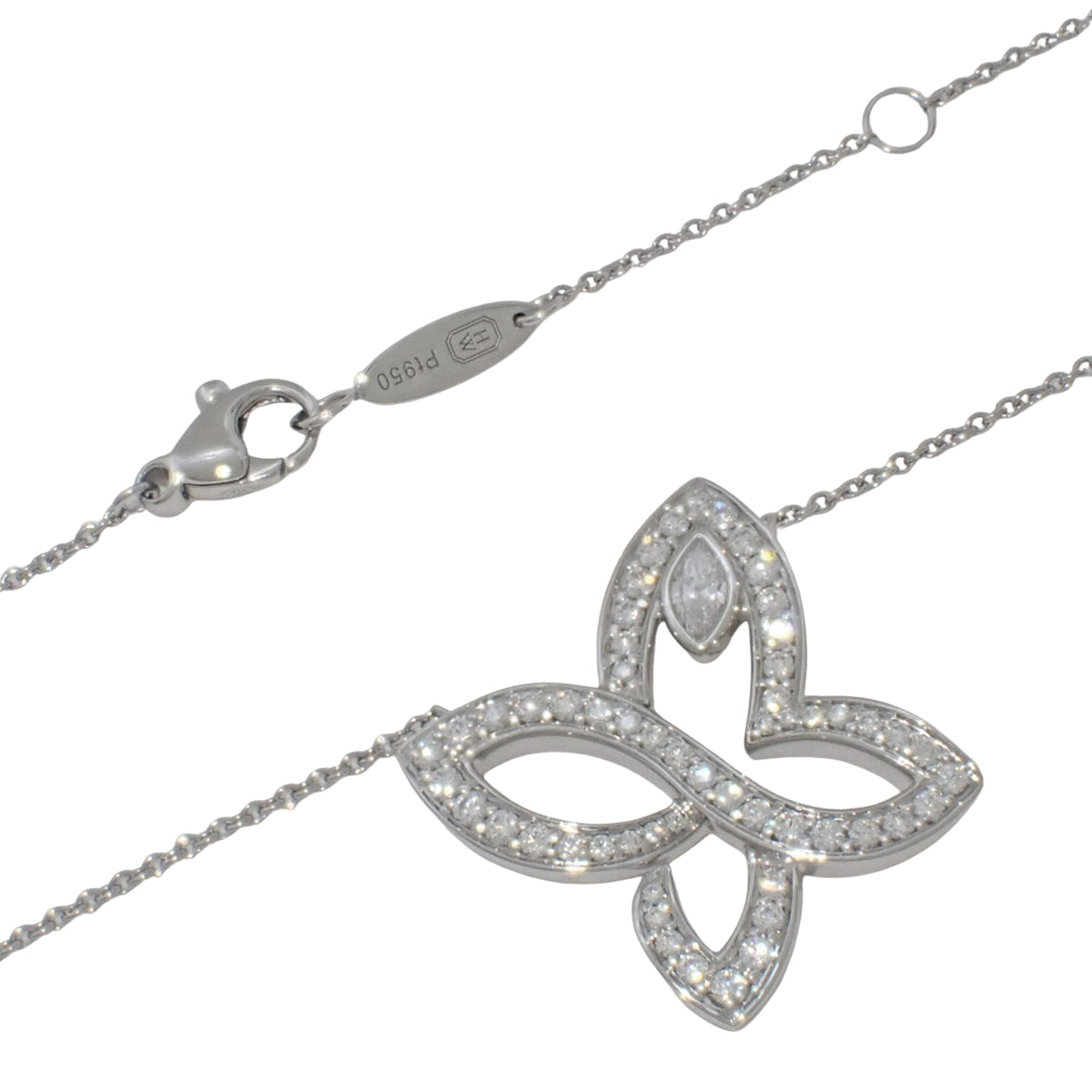 Infinite Lily Cluster Pendant with Diamonds, Platinum Pt950, 13.0g