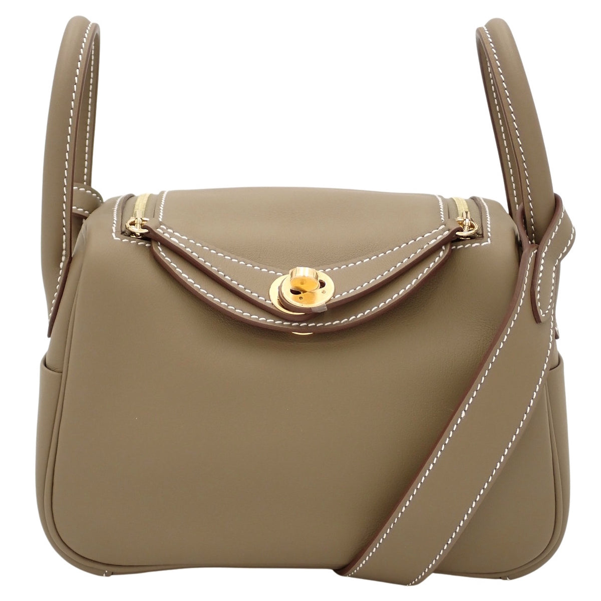 【Unused】Lindy Mini G-stamp Veau Swift Etoupe Gold Hardware